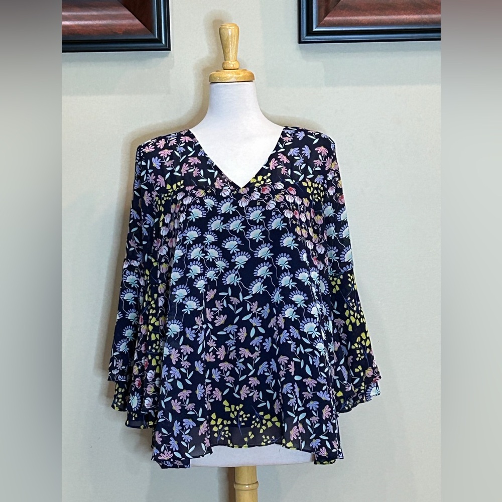 Nanette Lepore | Size 2 Navy Floral Blouse